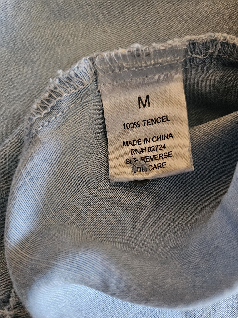 Light Blue Chambray Tunic with Frayed Hem - Womens - Picture 4 of 5